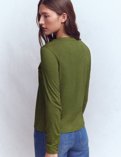 Hemd mit Steppnähten und Brusttasche-Waldgrün-4