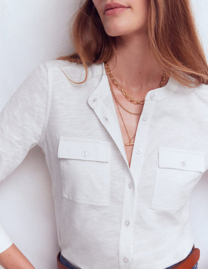 Hemd mit Steppnähten und Brusttasche-Weiß-2