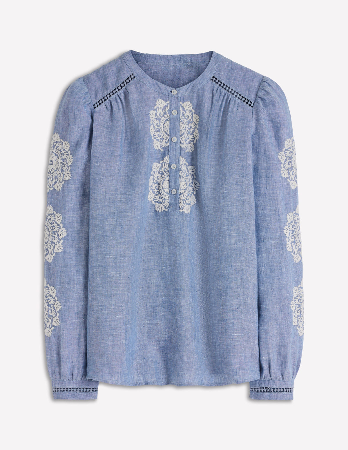 Top brodé à détail-Bleu chambray - Image 6