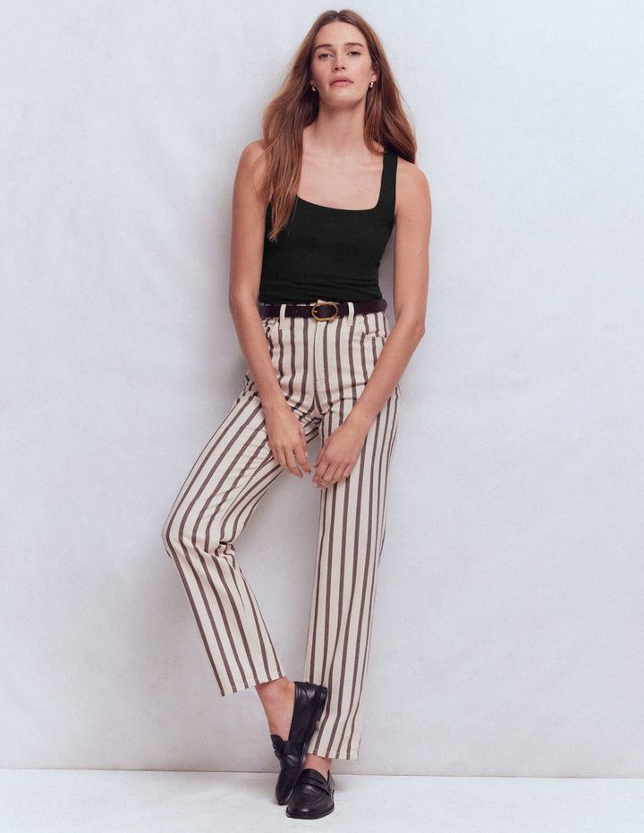 Doppellagiges Top mit quadratischem Ausschnitt-Schwarz