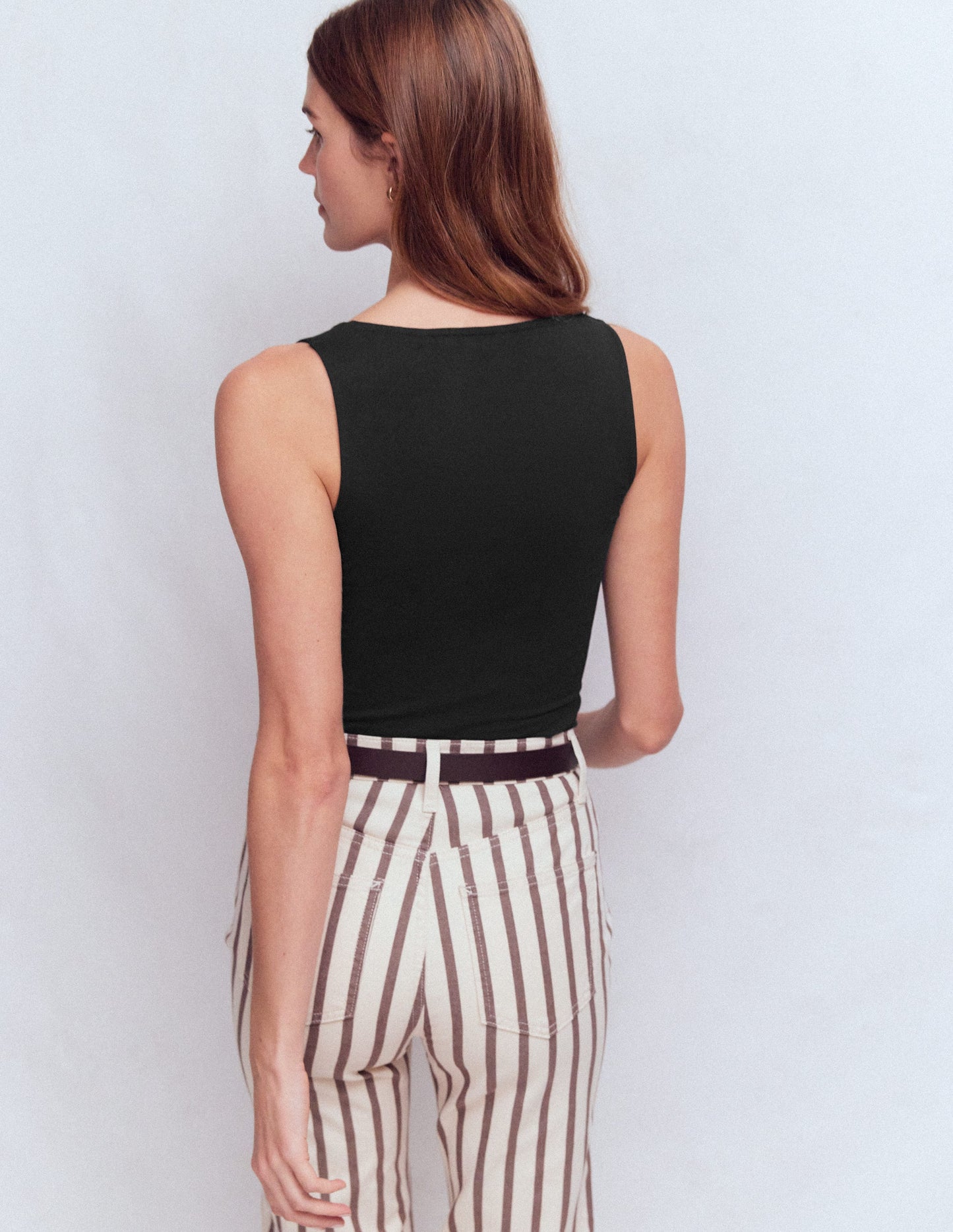 Double Layer Square Neck Vest-Black