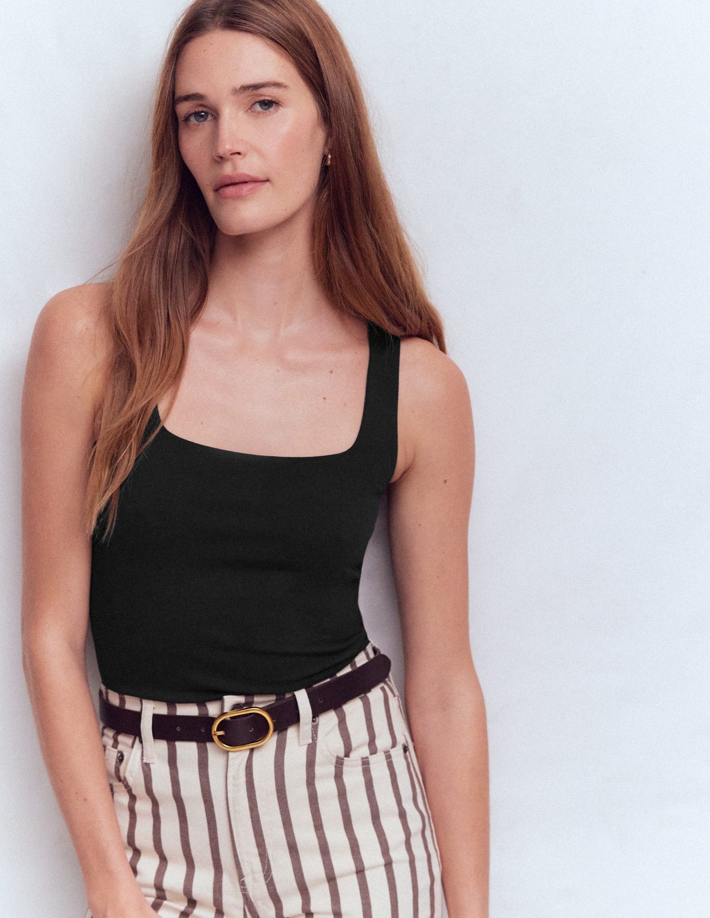 Double Layer Square Neck Vest-Black