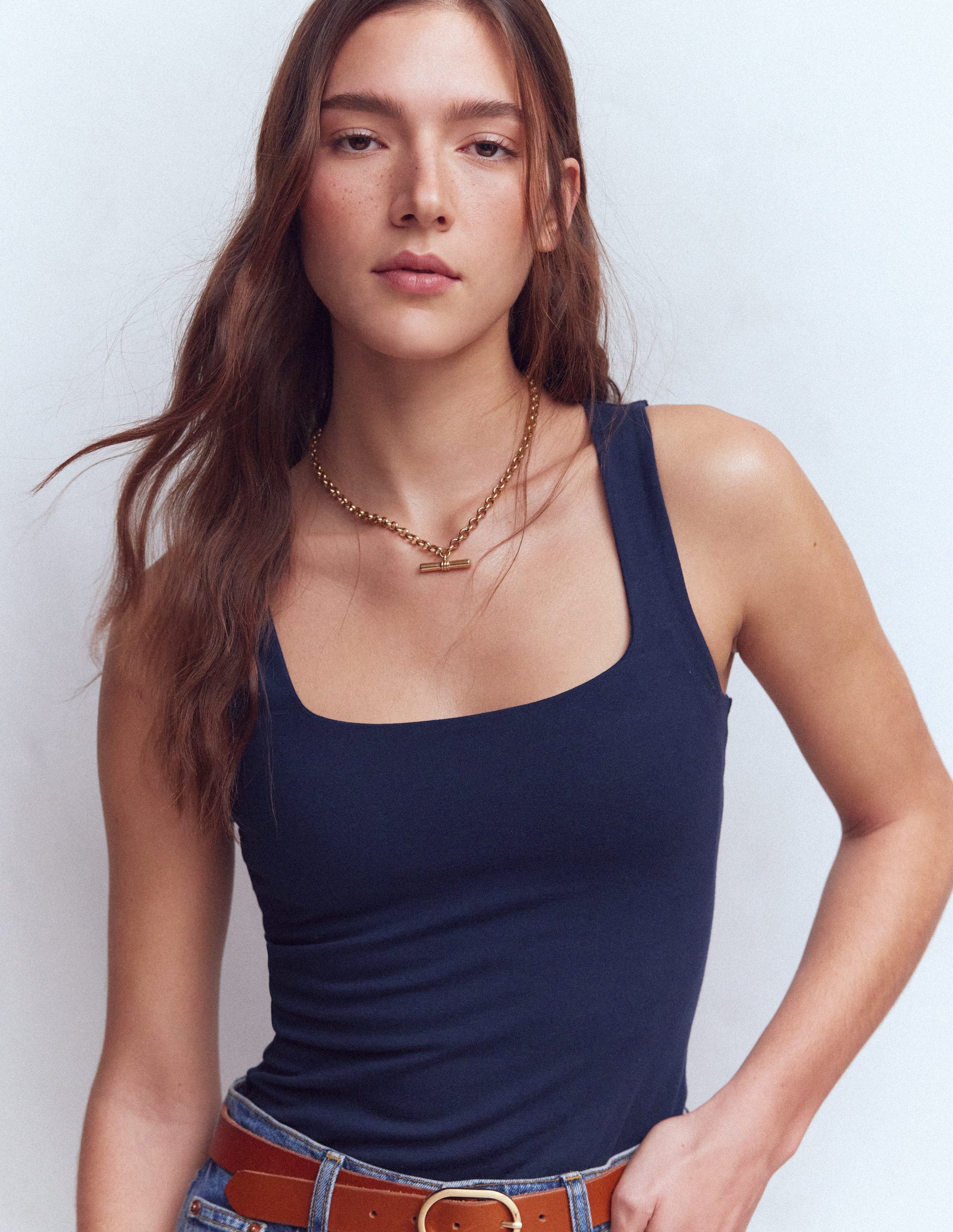 Brooke Doppellagiges Top-Marineblau-1
