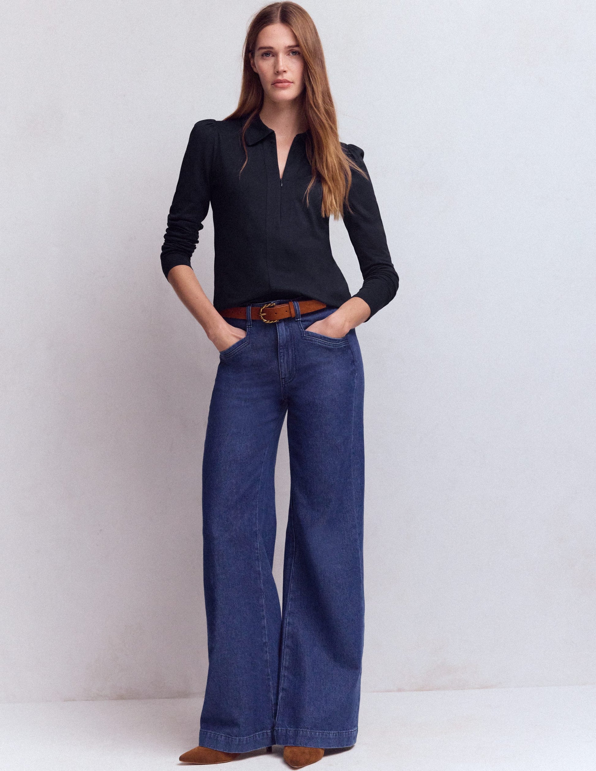 Zip Collar Supersoft Top-Navy-4