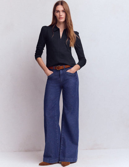 Zip Collar Supersoft Top-Navy-4