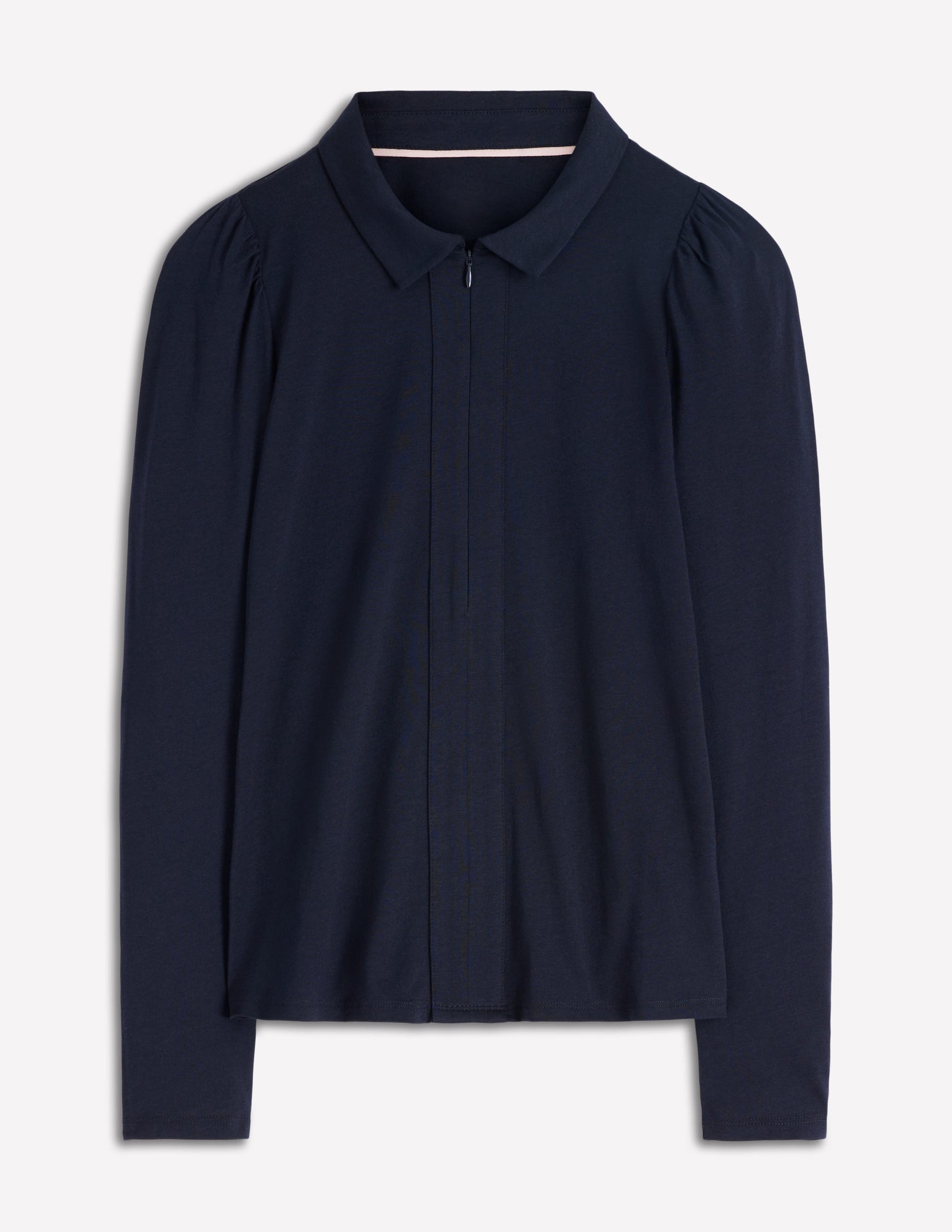 Superweiches Oberteil mit Reißverschlusskragen-Marineblau-5