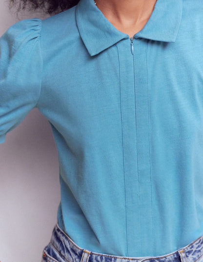 Kurzärmliges Oberteil mit Reißverschlusskragen-Silbersee-2