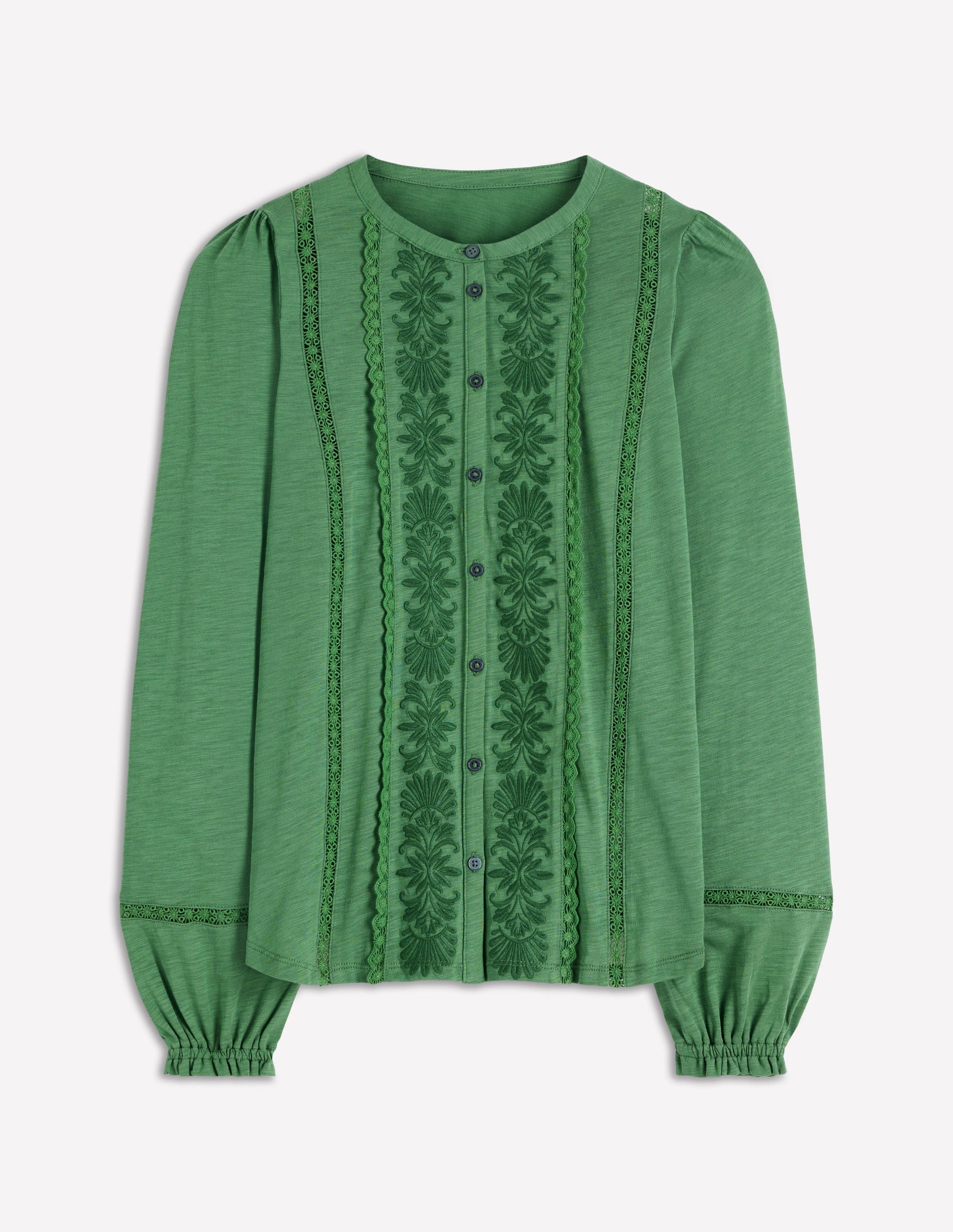 Chemise brodée en jersey-Vert Saule-5