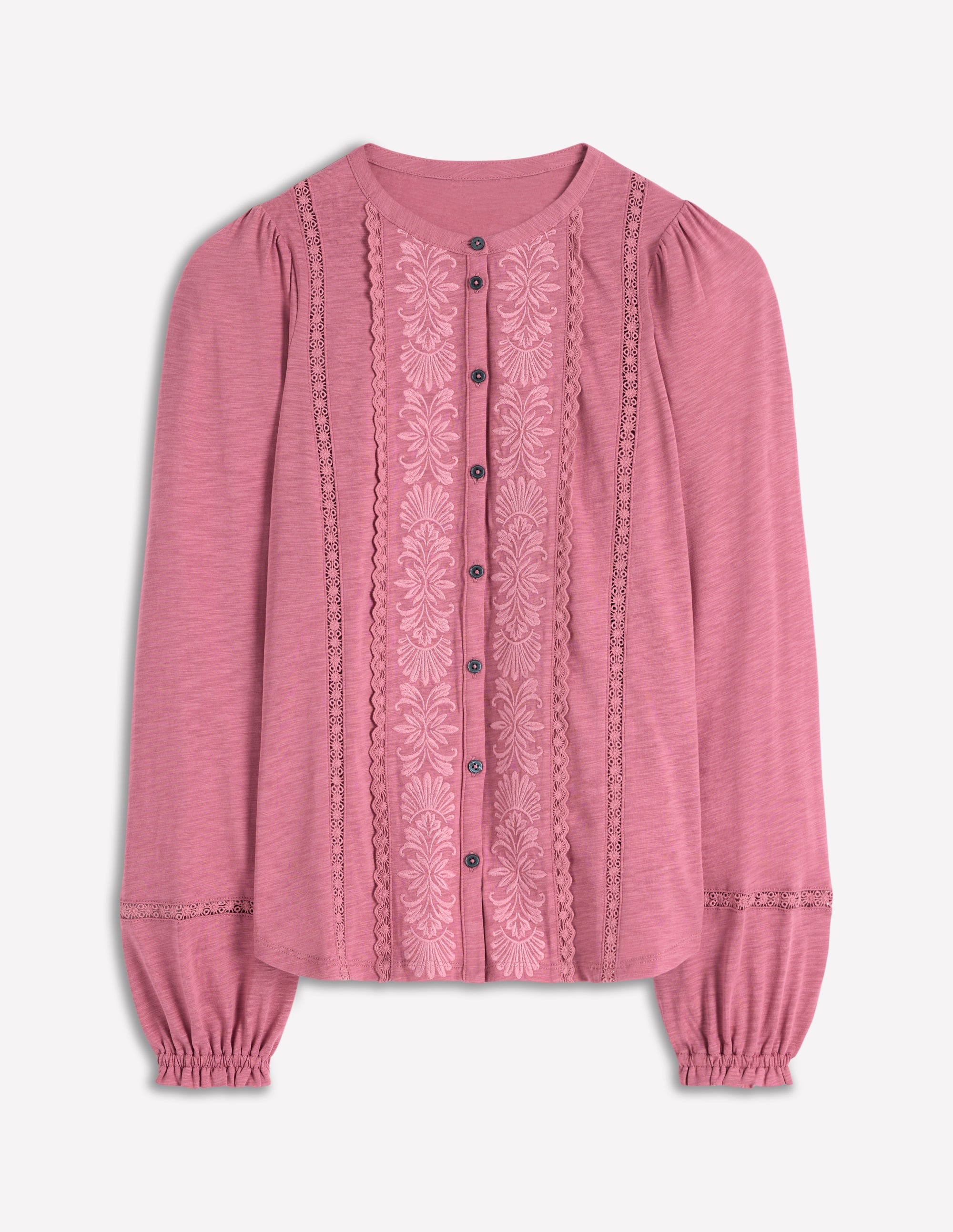 Chemise brodée en jersey-Bruyère rose - Image 5