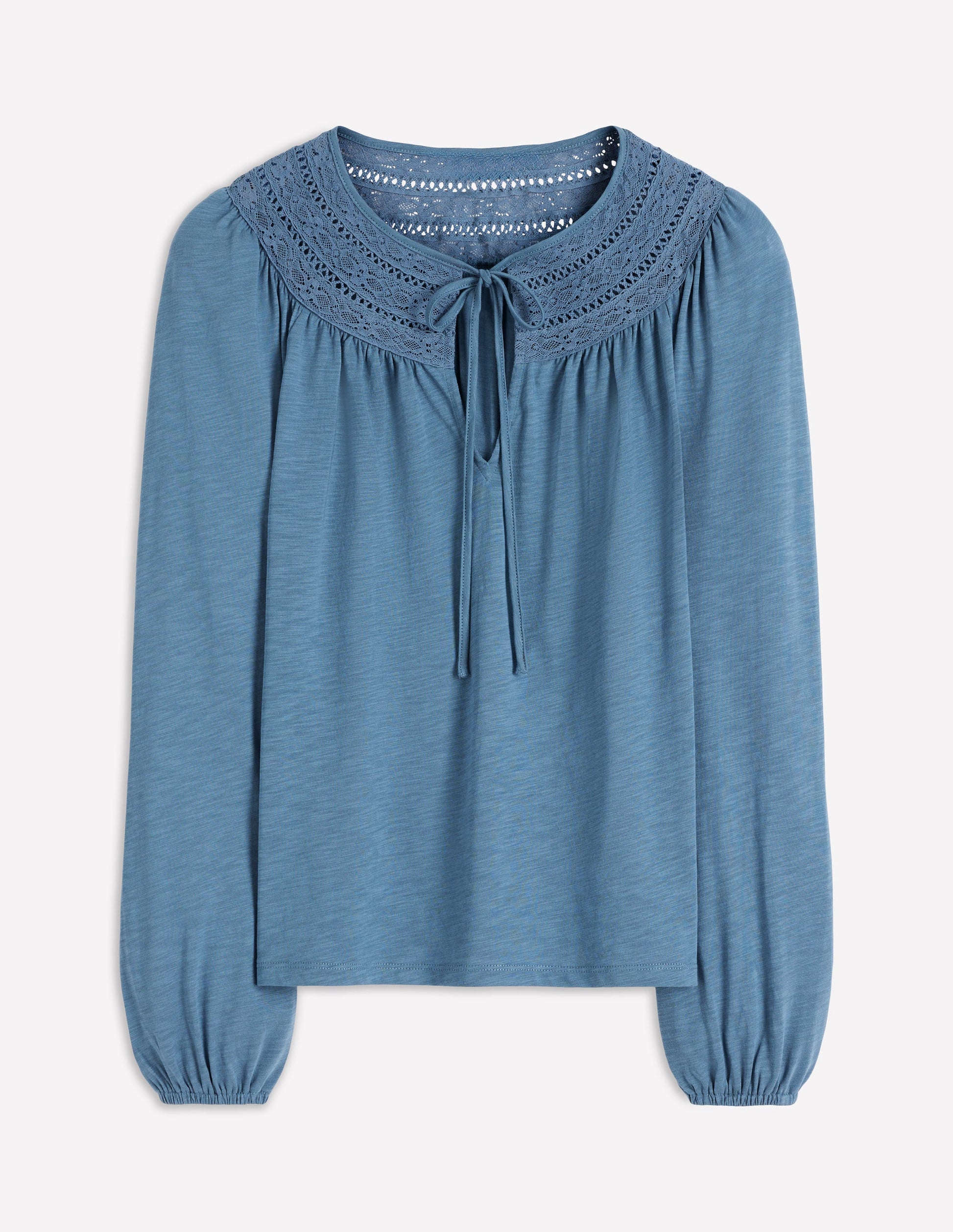 Top Edi à détails dentelle-Bleu capitaine-5