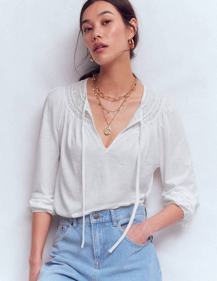 Edi Oberteil mit Besatz-Weiß