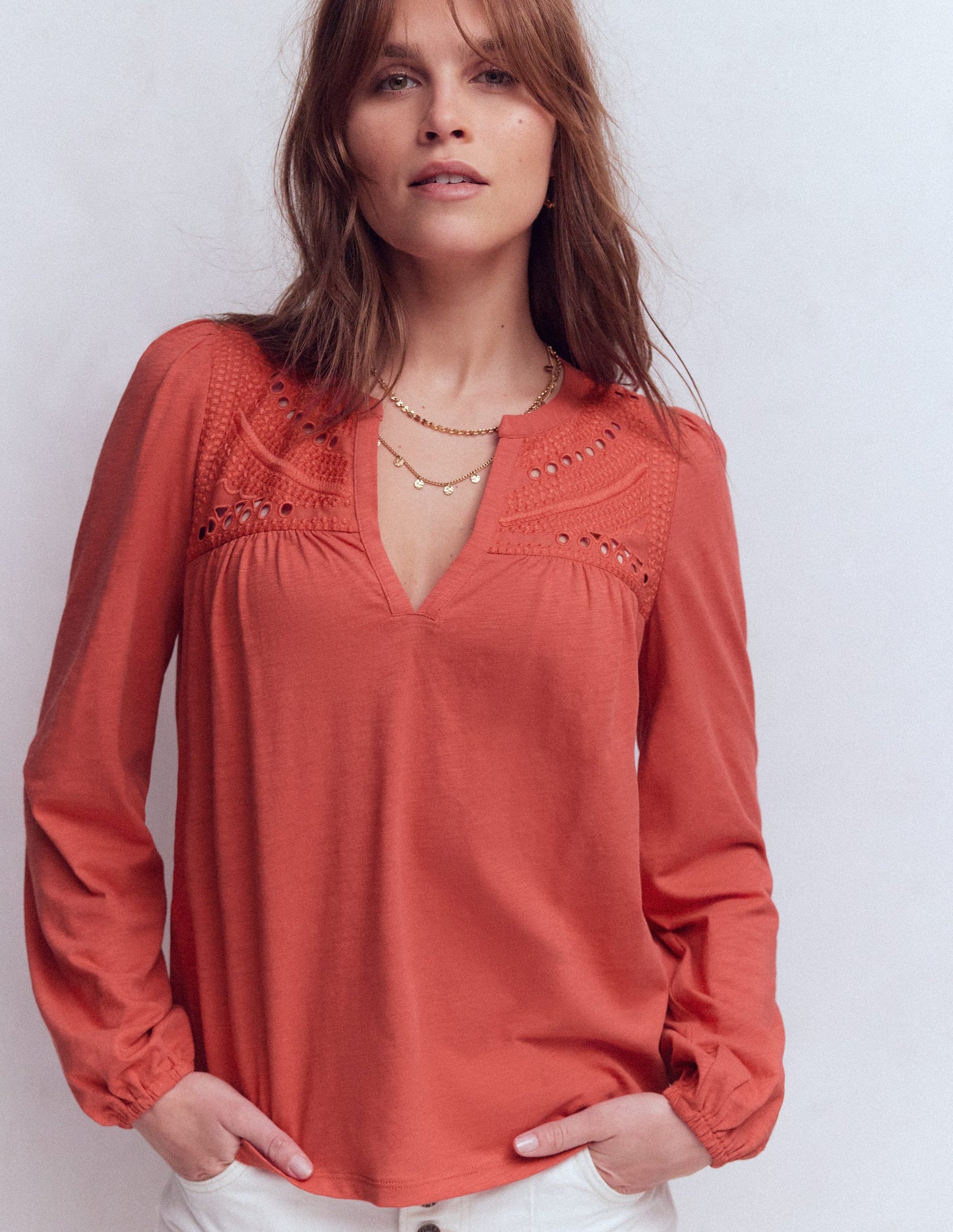 Top boho à empiècement-Baked Apple