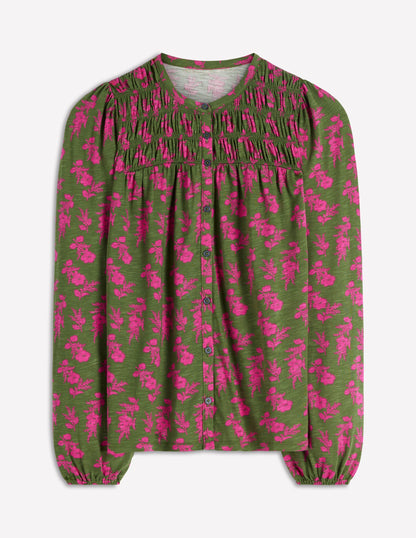 Chemise Mya smockée en jersey-Éphémère, motif Blossomy Sprig-5