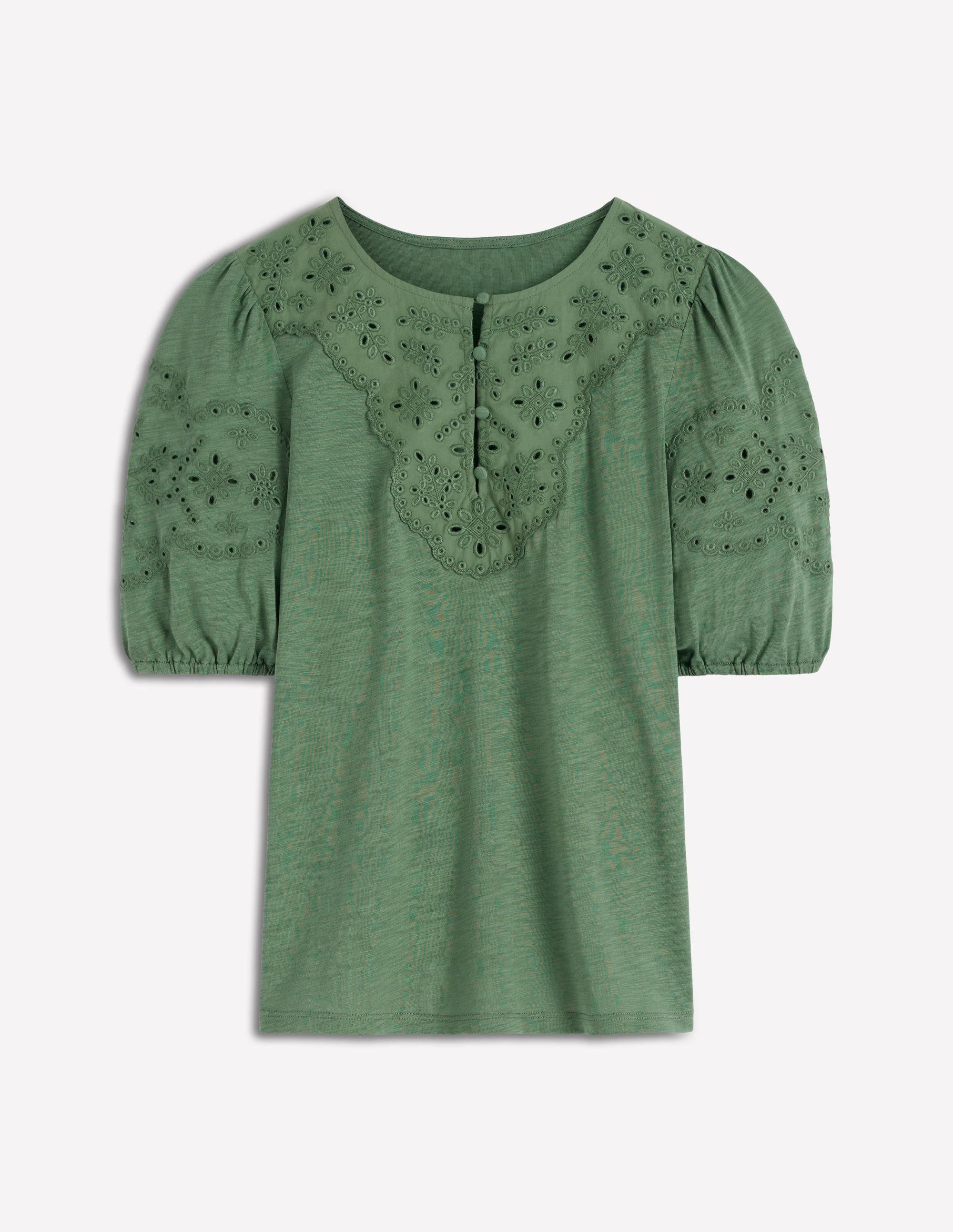 Top Ada à broderie anglaise-Vert Saule - Image 4