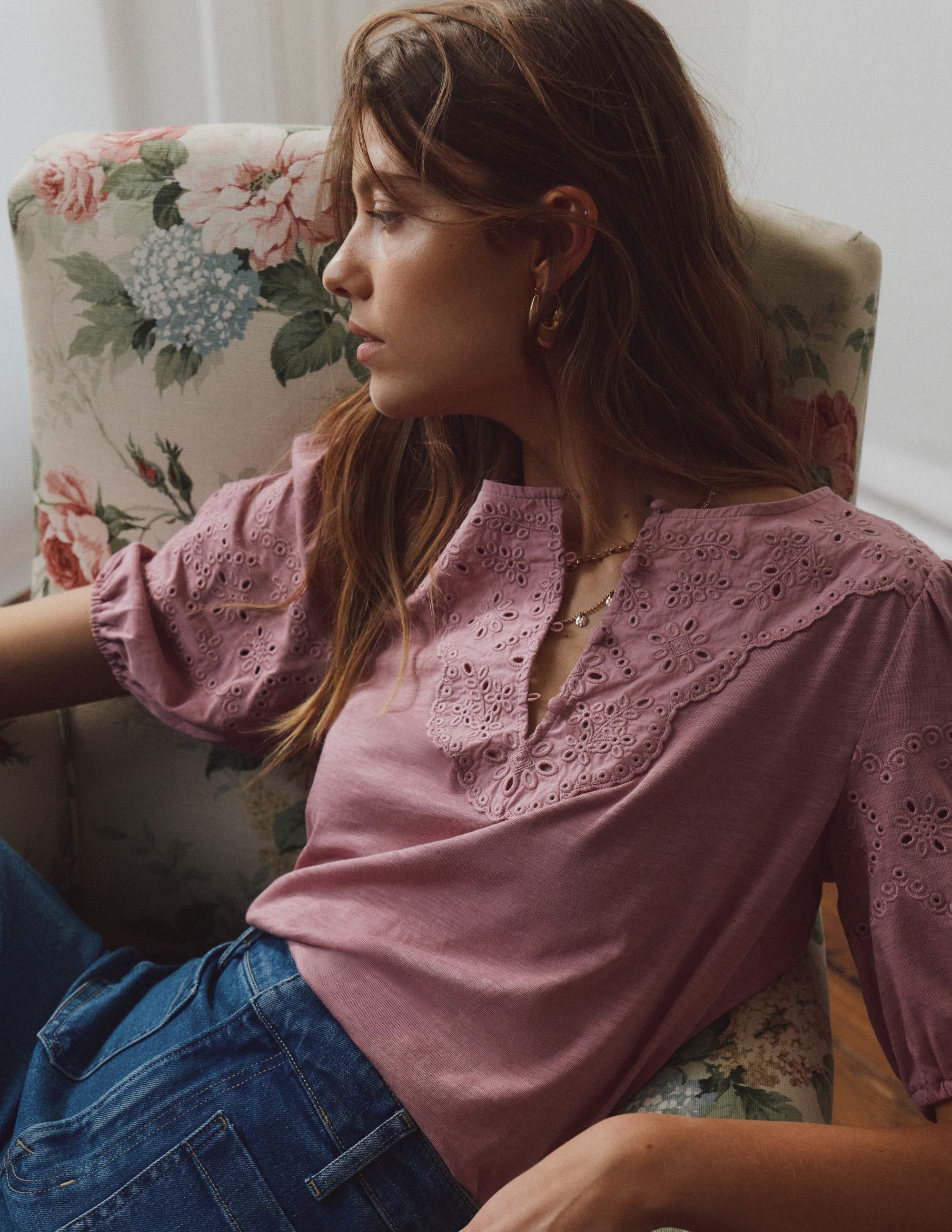 Top Ada à broderie anglaise-Lilas - Image 4