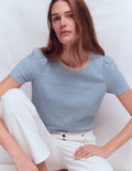 T-shirt à détails métallisés-Bleu français