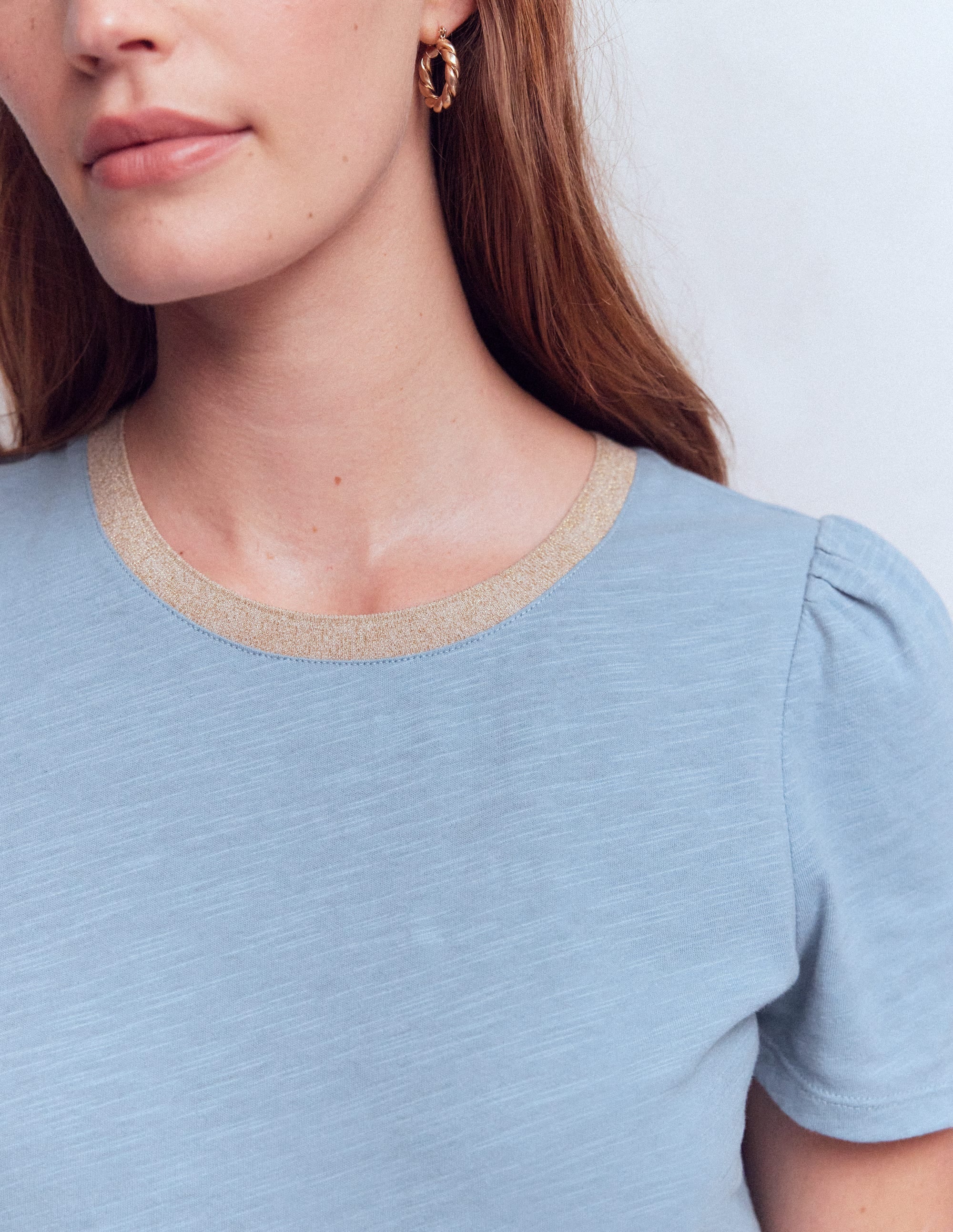 T-shirt à détails métallisés-Bleu français - Image 2