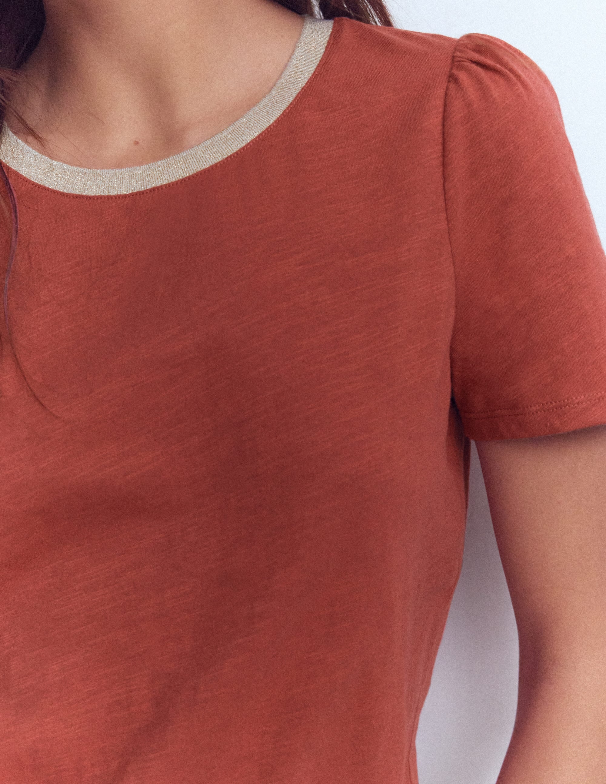 T-Shirt mit Metallic-Besatz-Kastanienbraun - Image 2