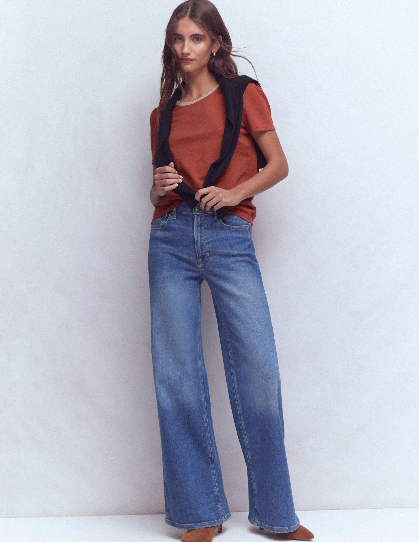 T-Shirt mit Metallic-Besatz-Kastanienbraun