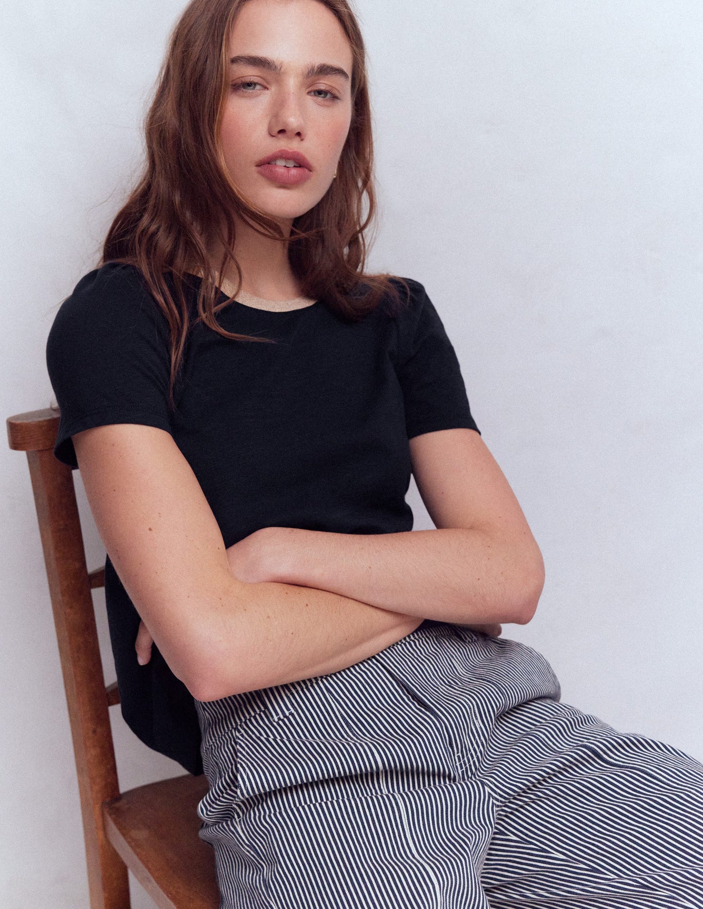 T-Shirt mit Metallic-Besatz-Marineblau