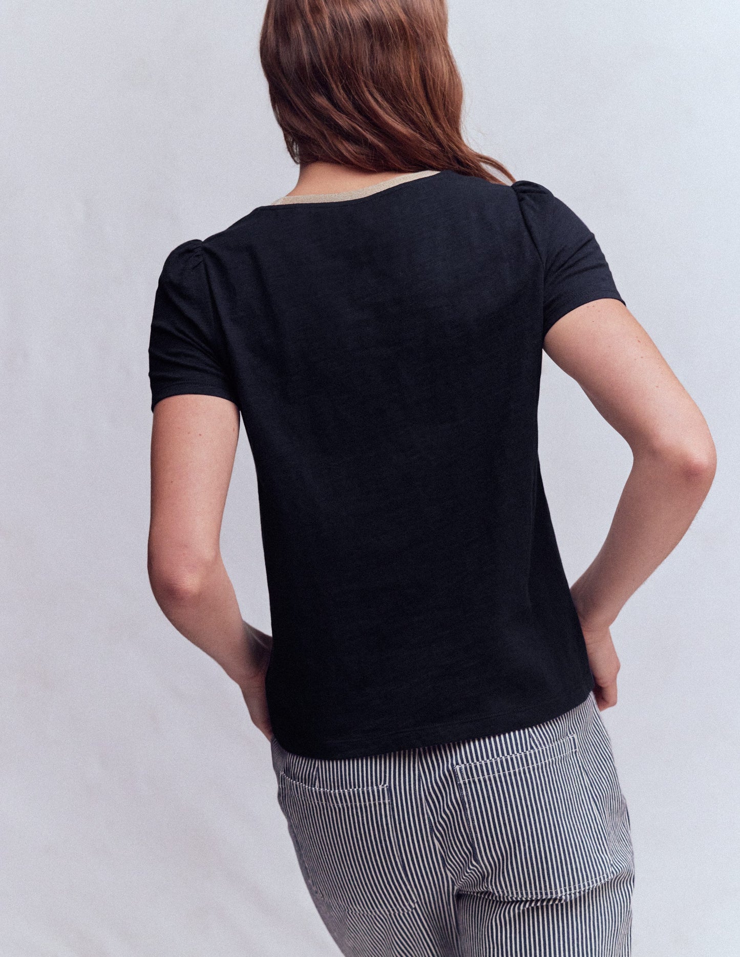 T-Shirt mit Metallic-Besatz-Marineblau