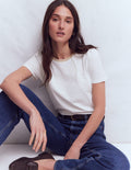 T-Shirt mit Metallic-Besatz-Weiß