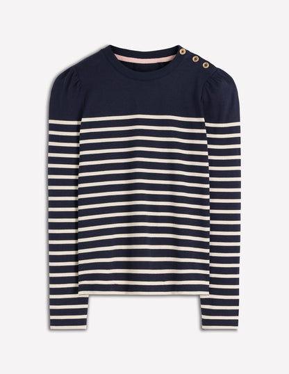 Button Shoulder Mariner-Navy and Ivory Stripe-6