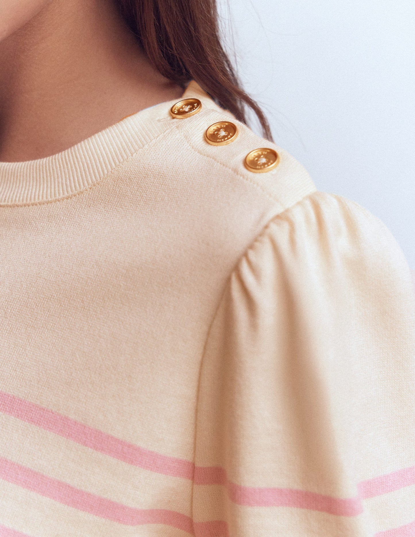 Button Shoulder Mariner-Spring Blossom Pink Stripe