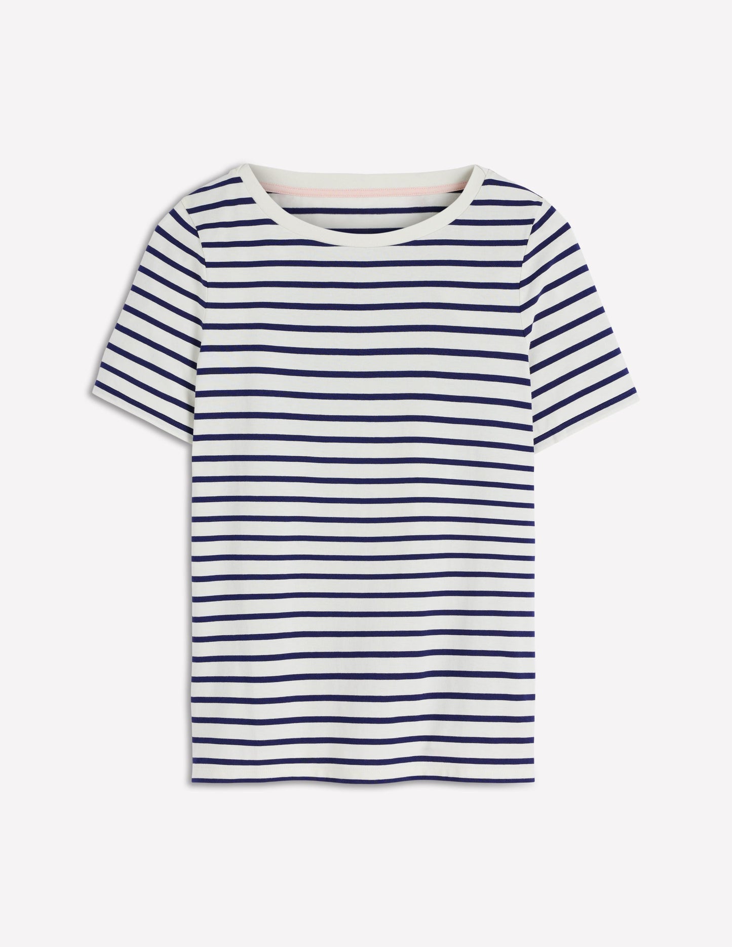 Olivia Kurzärmliges Bretonshirt-Naturweiß, Marineblau