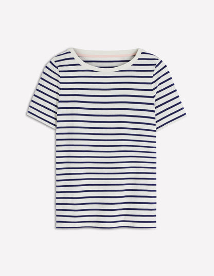 Olivia Kurzärmliges Bretonshirt-Naturweiß, Marineblau-5