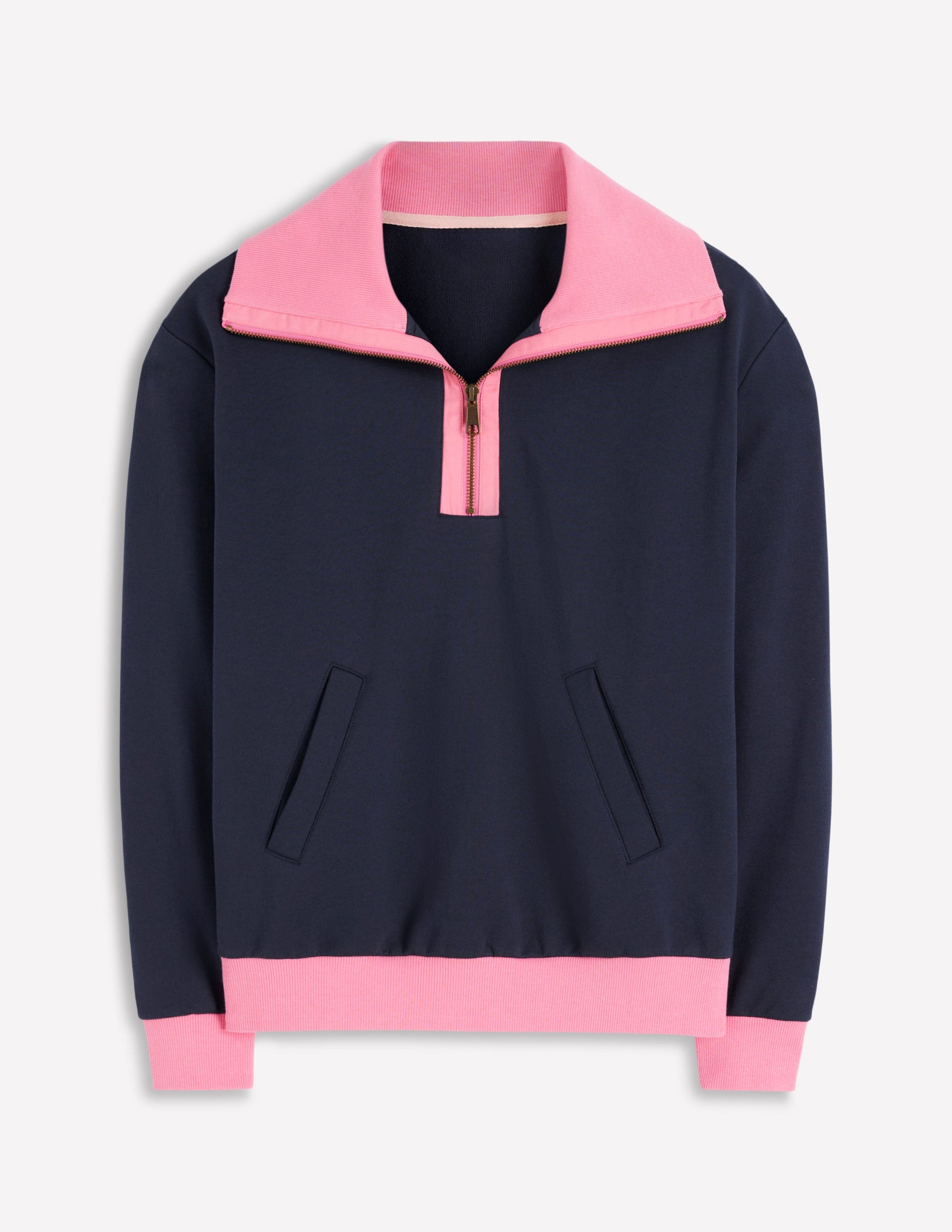 Sweat colourblock-Rose et bleu marine-6
