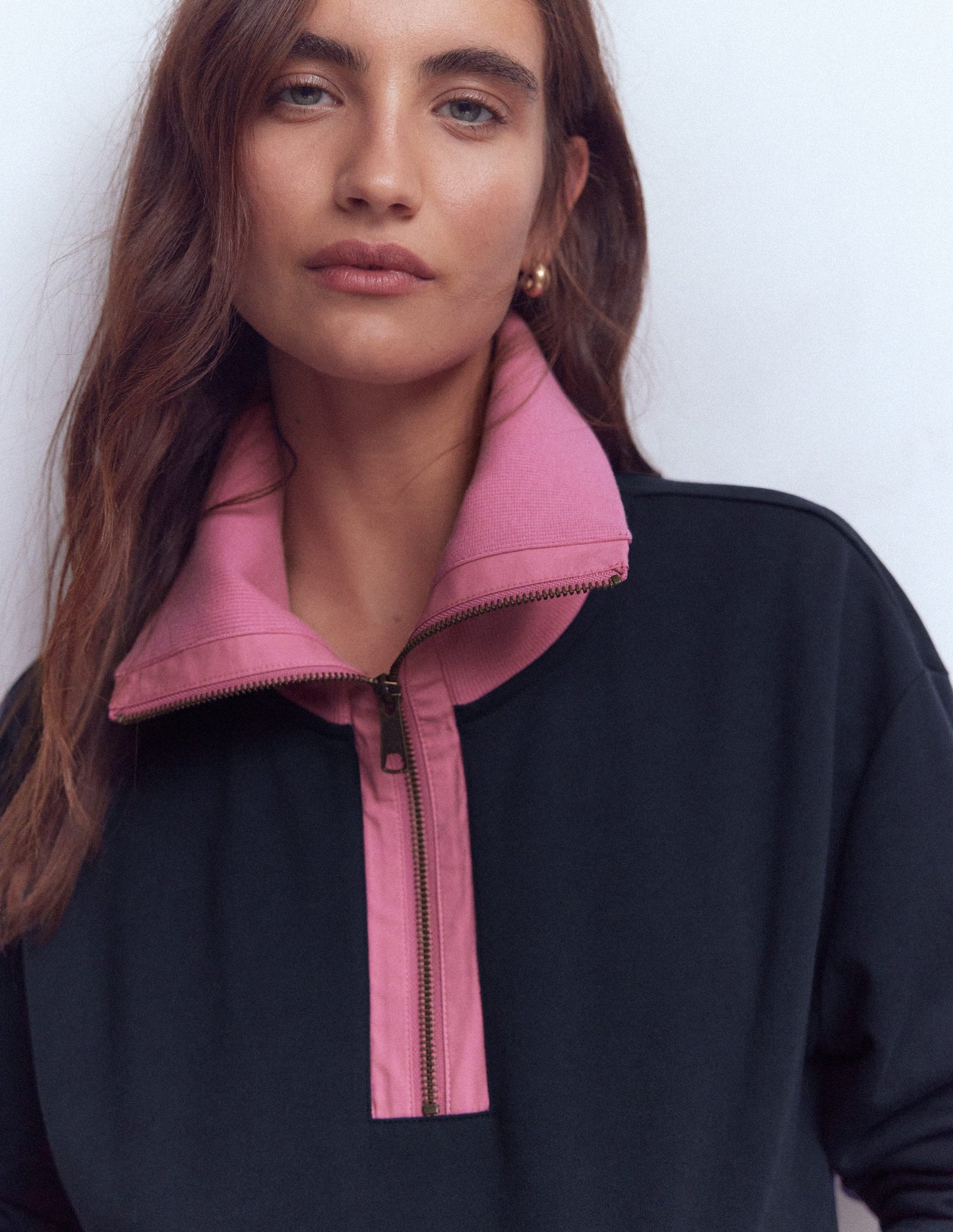 Sweat colourblock-Rose et bleu marine