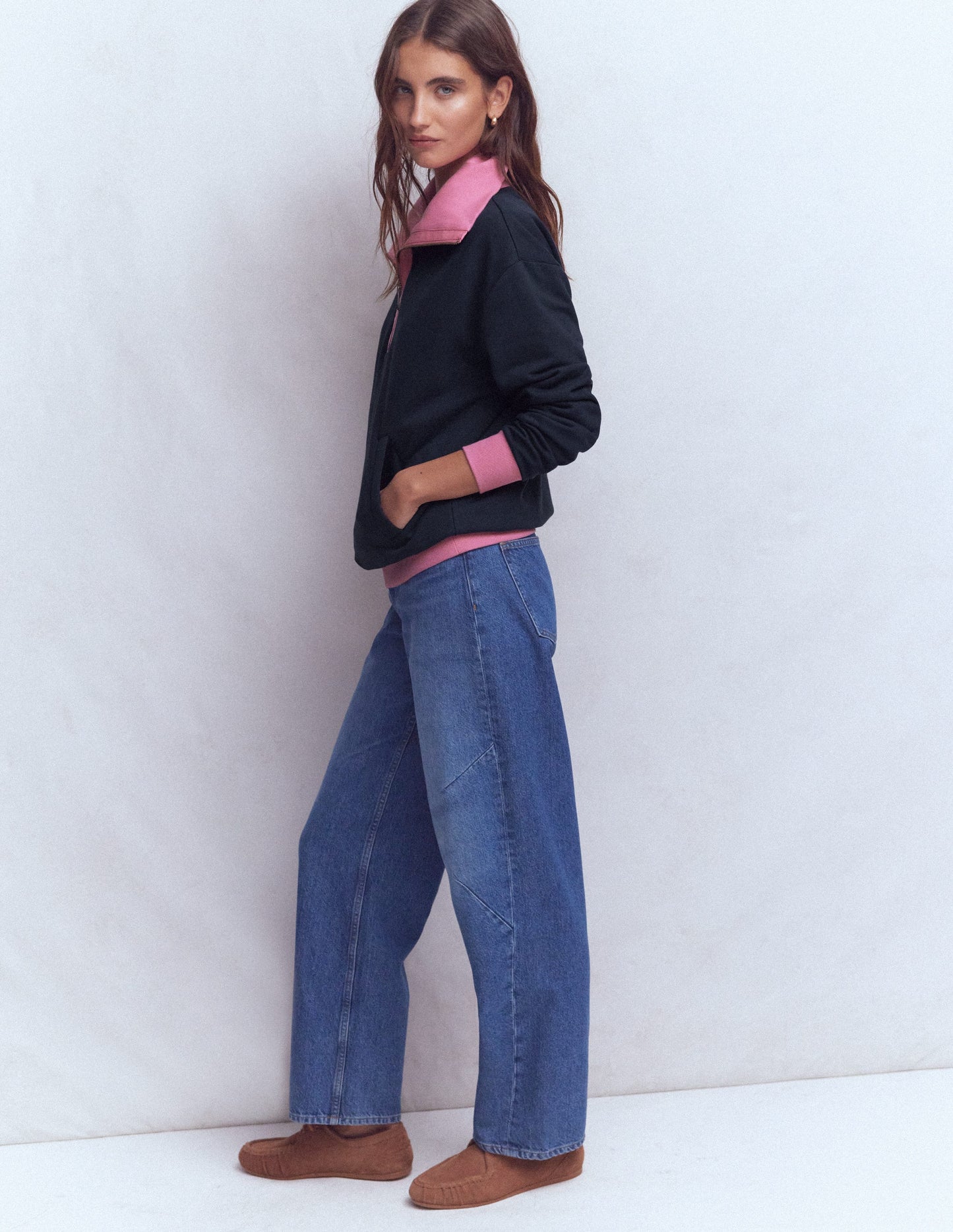 Sweat colourblock-Rose et bleu marine