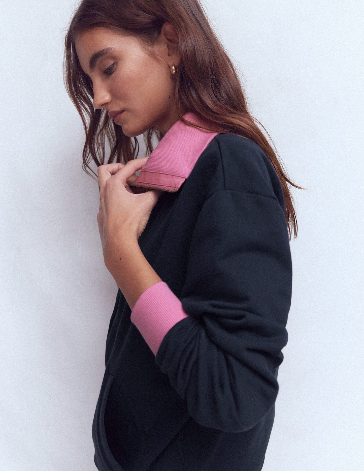 Sweat colourblock-Rose et bleu marine