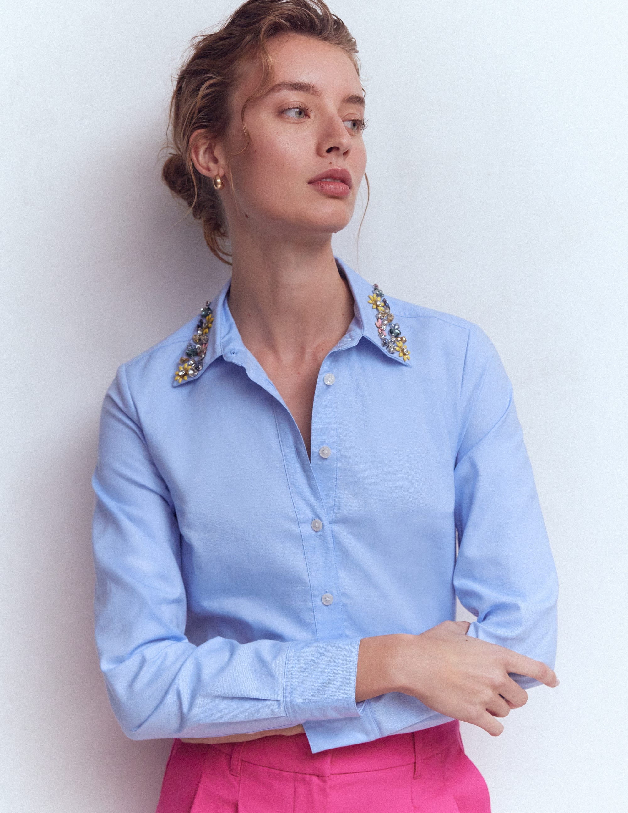 Sienna Hemd mit Besatz-OXFORDBLAU, VERZIERTER KRAGEN - Image 1