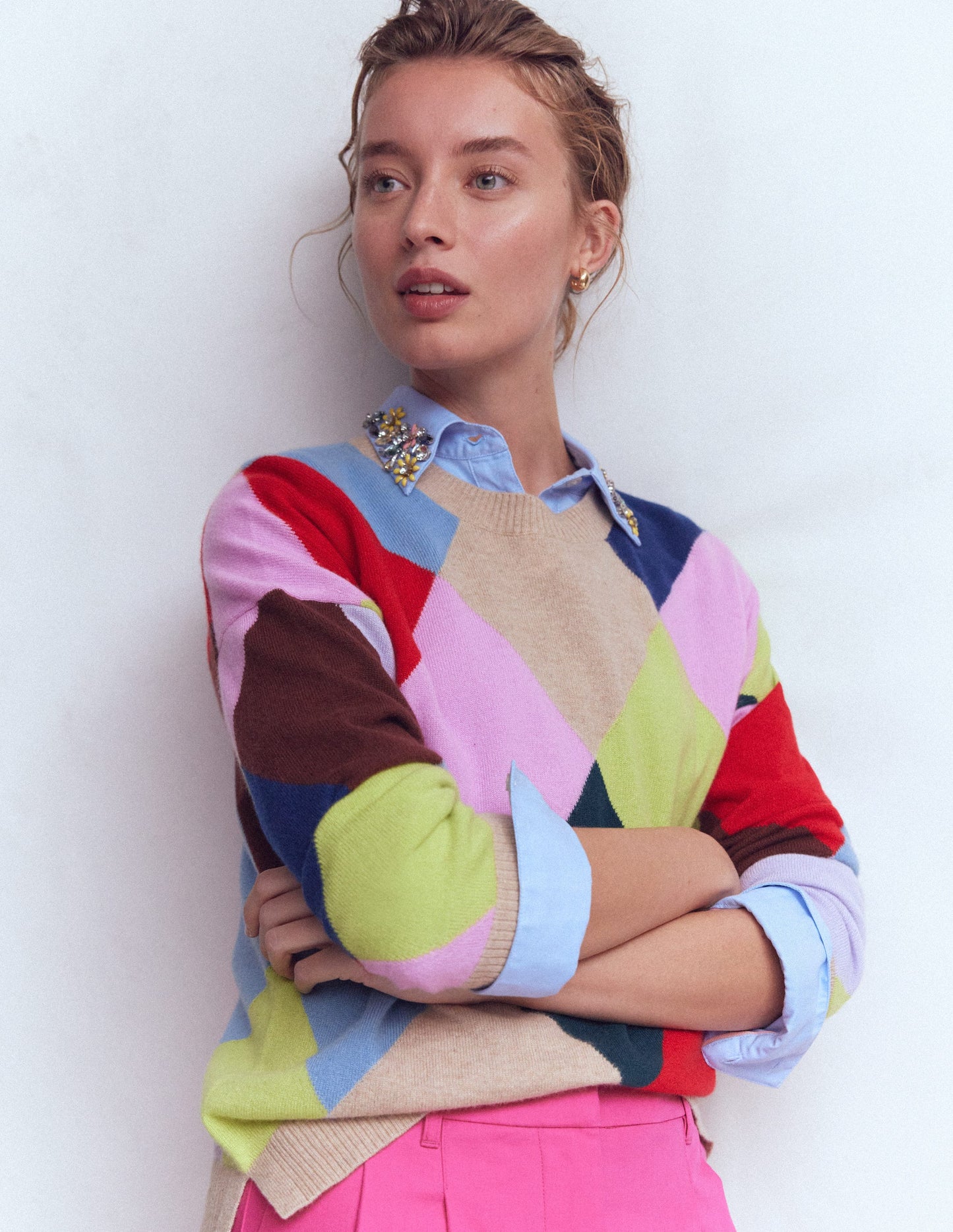 Sienna Hemd mit Besatz-OXFORDBLAU, VERZIERTER KRAGEN