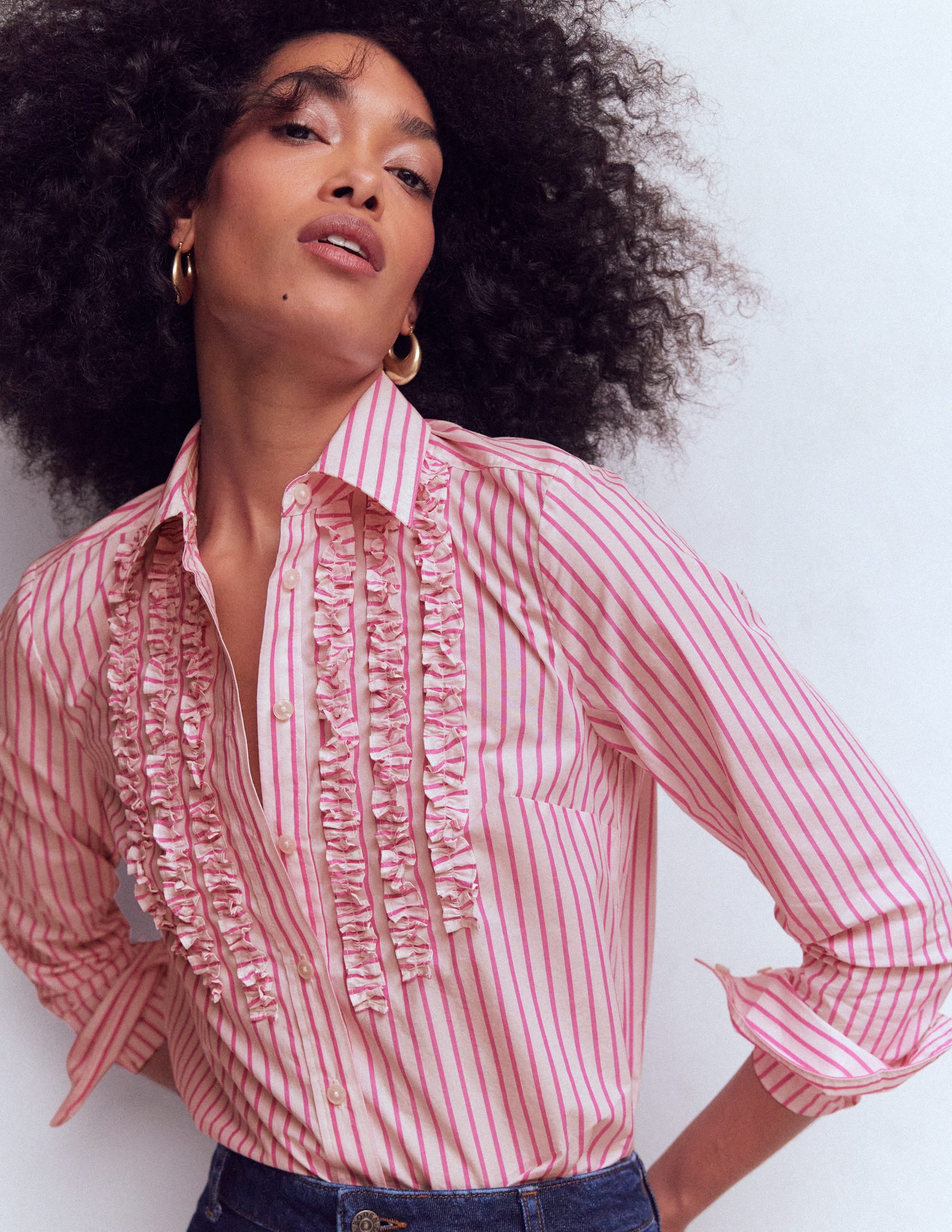 Chemise Sienna à détails-Ivoire, rayé rose - Image 1