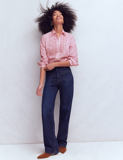 Sienna Hemd mit Besatz-Naturweiß, Rosa Streifen-2