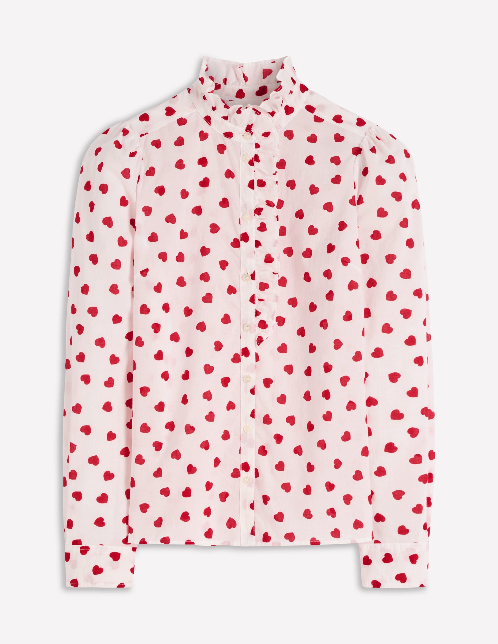 Isabel Ruffle Cotton Shirt-Ivory, Hearts-5
