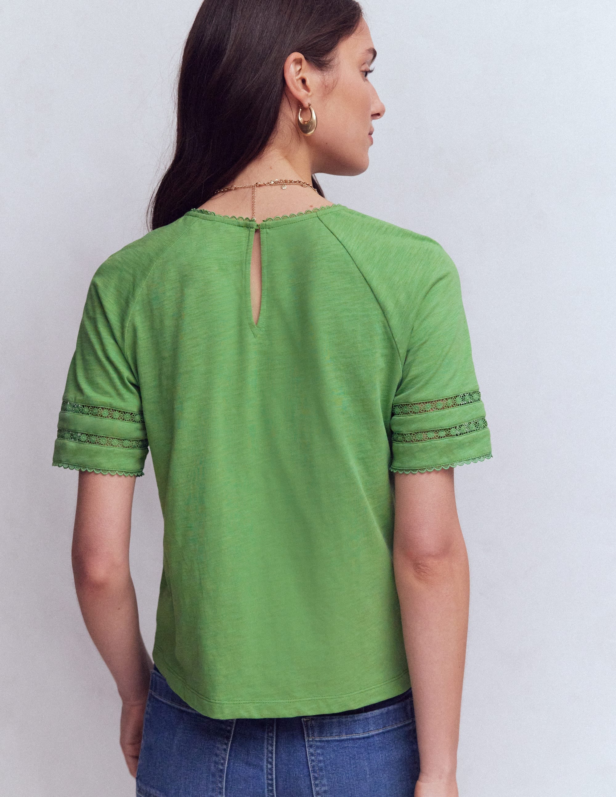 T-shirt Poppy à col rond et détails-Émeraude vif - Image 3