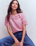Poppy Trim Crew T-shirt-Pink Dolphin