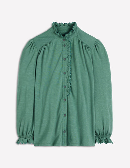 Chemise Emily à volants et pompons-Jungle profond-4