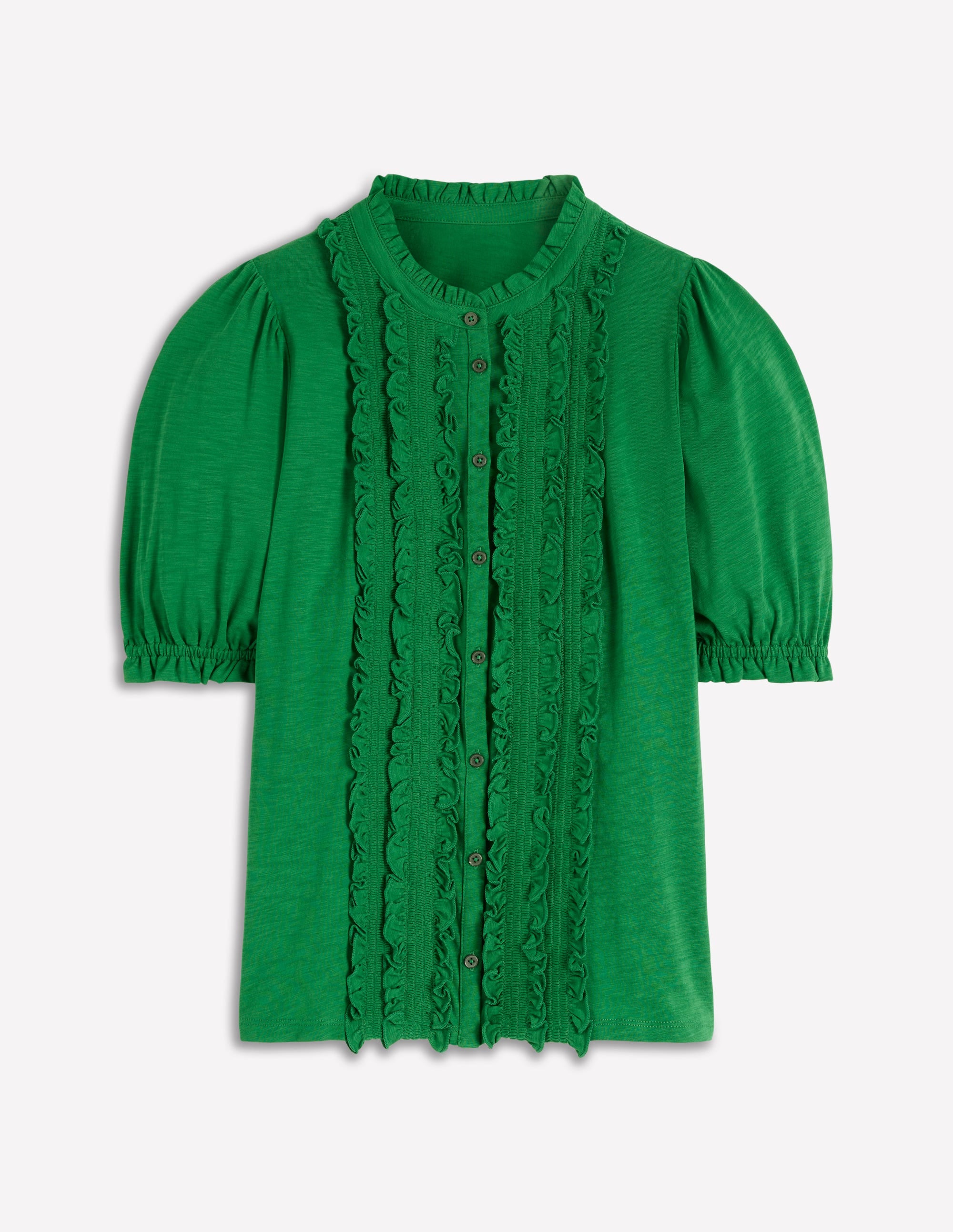 Eda Ruffle Front Shirt-Fresh Green - Image 5