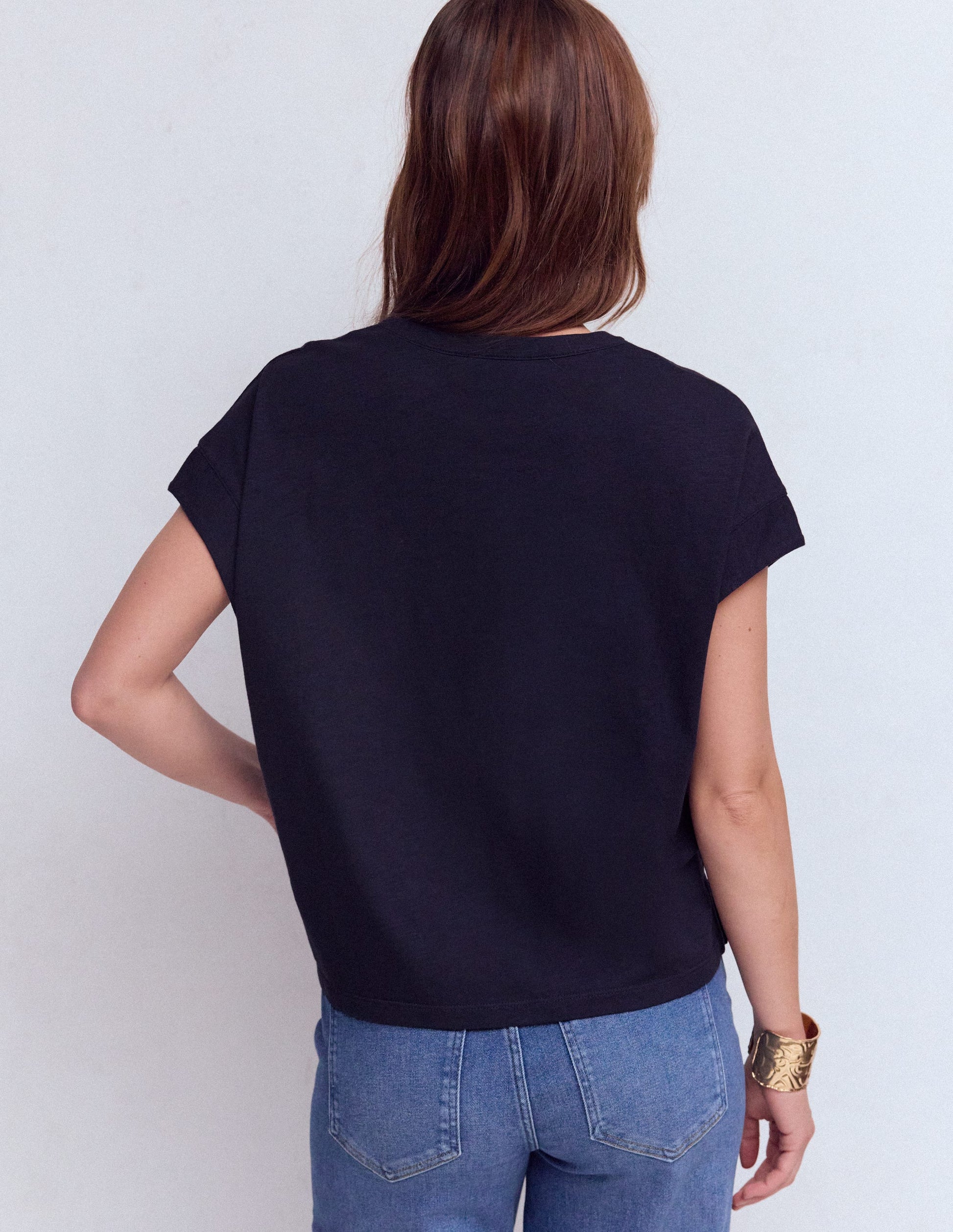Nina Embroidered Notch T-shirt-Navy Embroidery-3