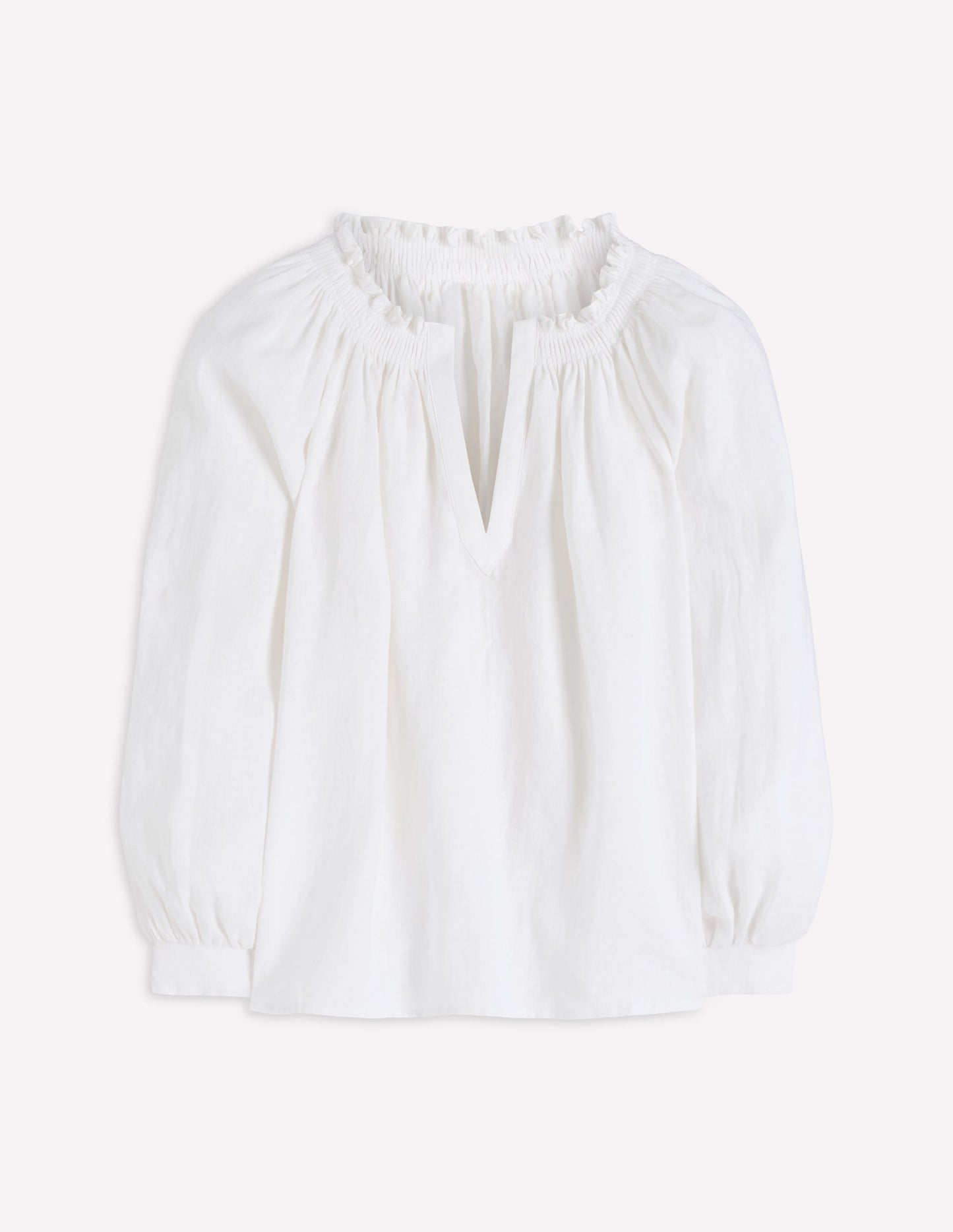 Serena Leinenoberteil mit Faltendetail am Ausschnitt-Weiß