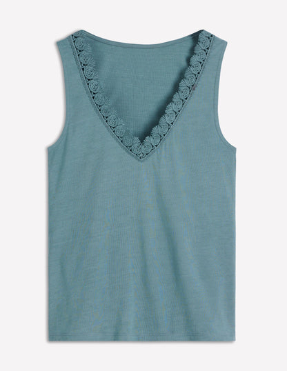 Flora Lace Trim Supersoft Vest-Captains Blue-5