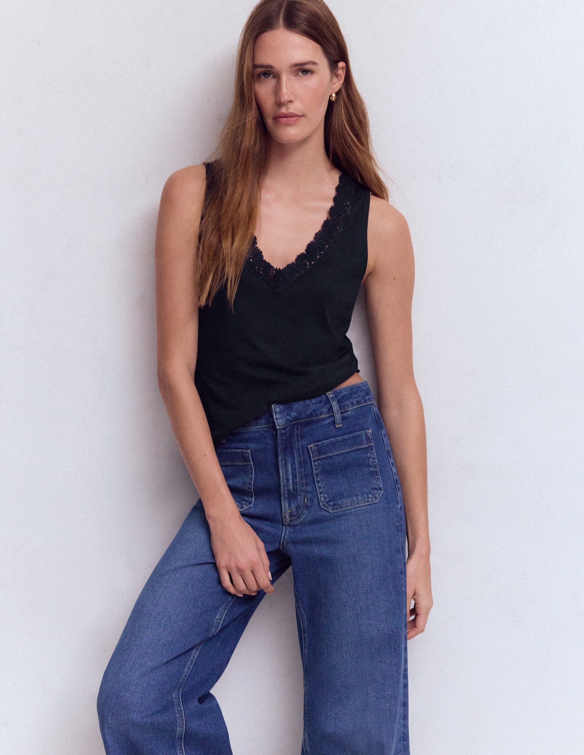 Flora Lace Trim Supersoft Vest-Navy Blazer-1