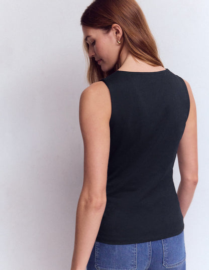 Flora Lace Trim Supersoft Vest-Navy Blazer-3