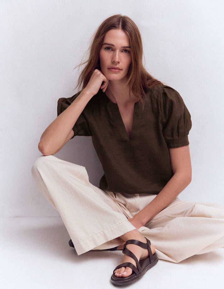 Rae Leinenoberteil-Braun