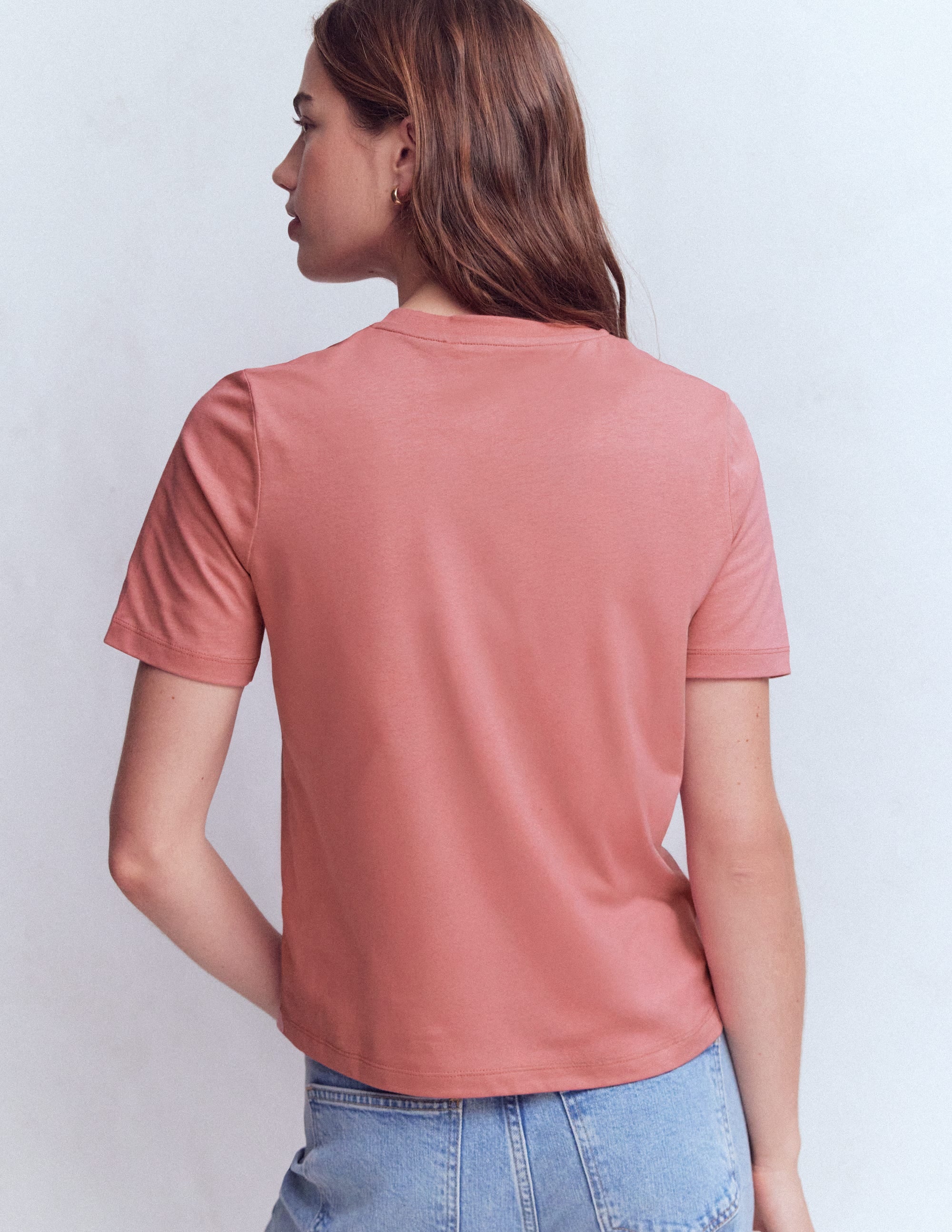 Baumwoll-T-Shirt mit Rundhalsausschnitt-Vintagerosa - Image 3